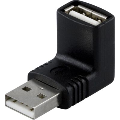Deltaco USB 2.0 Adapteri A uros - A naaras, kulma